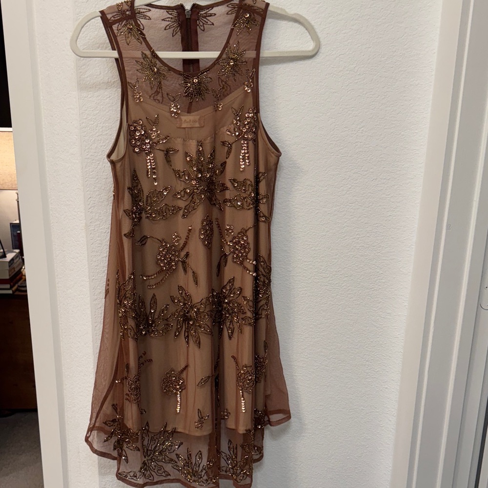 Altar'd State Cream and Brown Dress